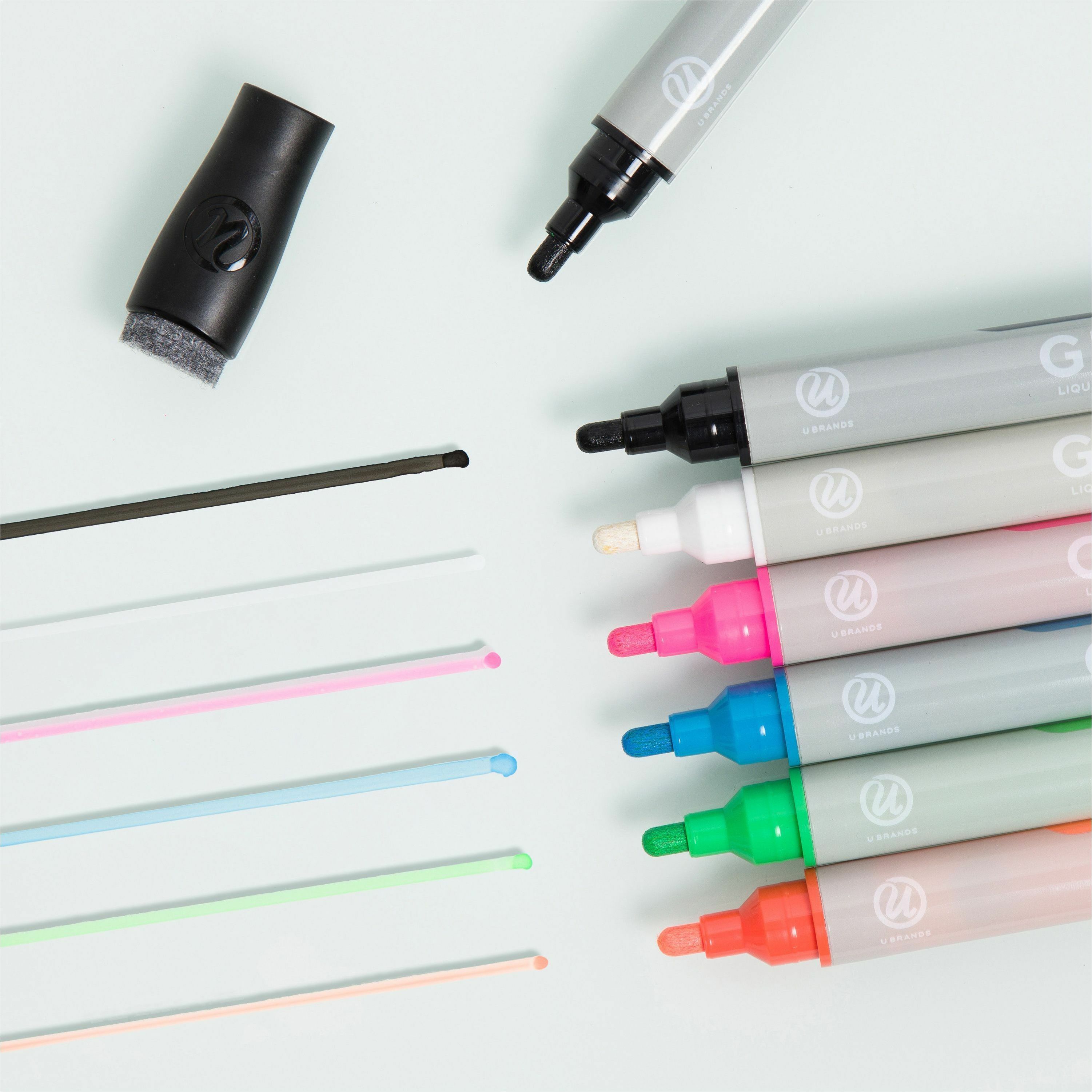 U Brands Medium Tip Dry Erase Markers with Built-In Erasers