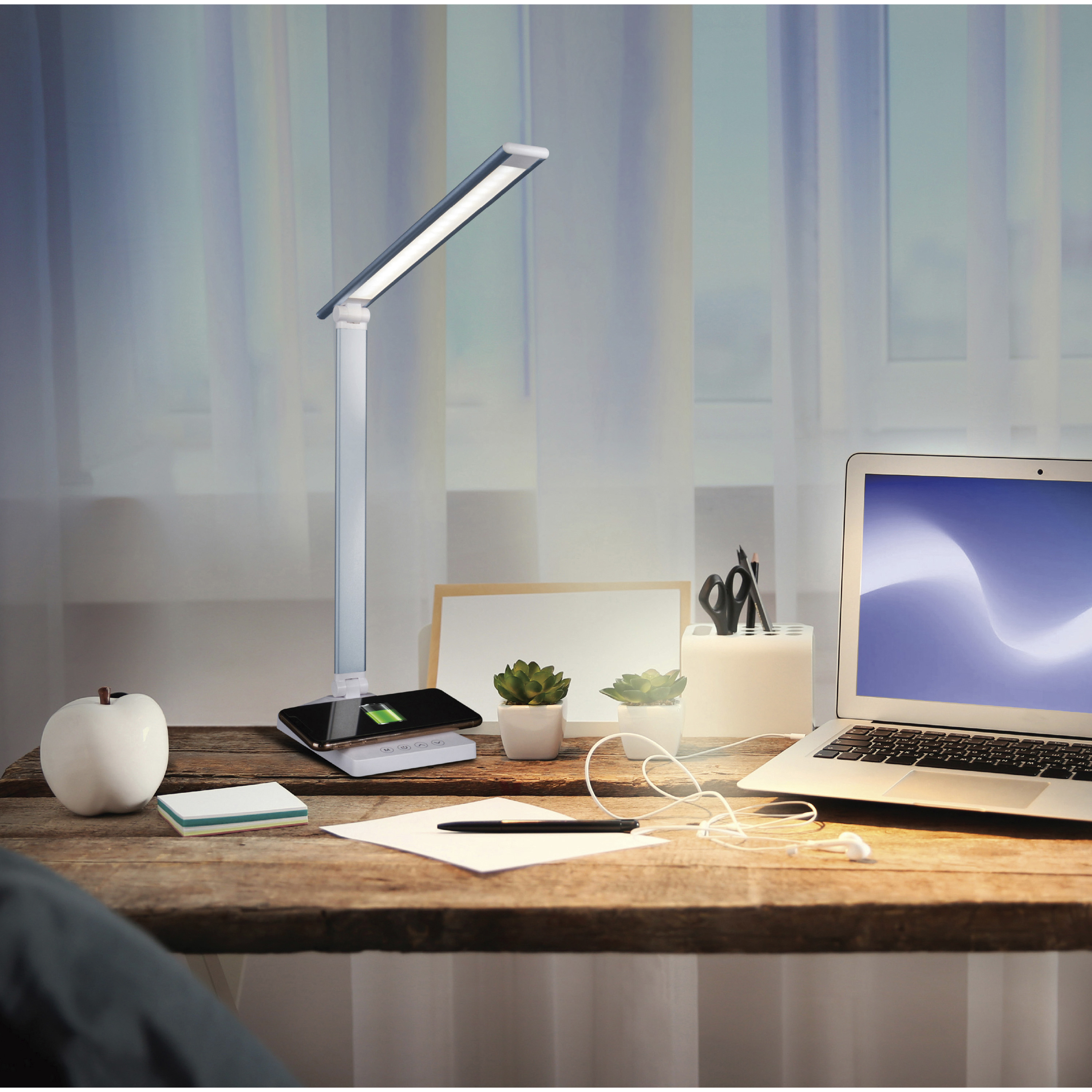 OttLite Charge Up LED Desk Lamp with Wireless Qi Charging & USB Charging  Port, with ClearSun LED Technology - Adjustable Neck, 3 Color Temperature
