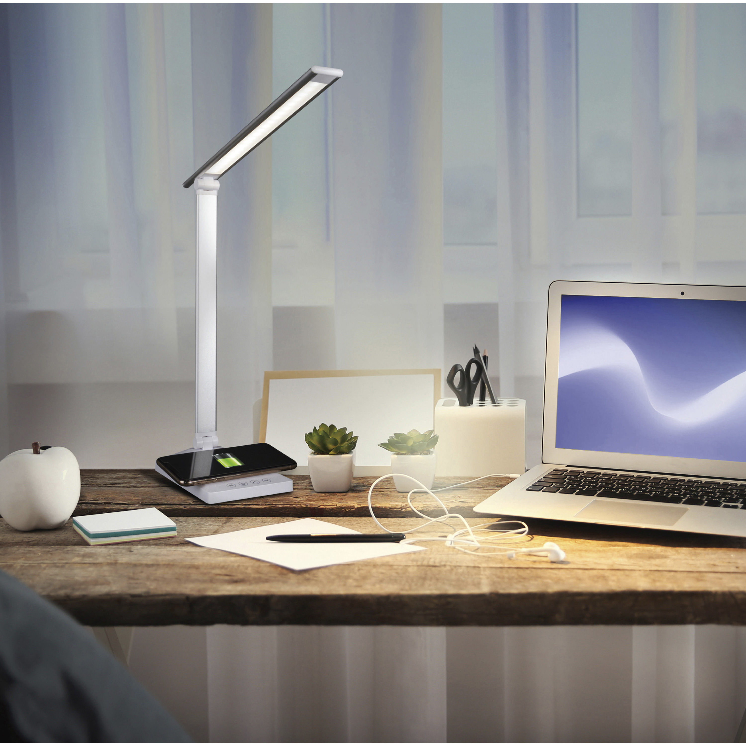 OttLite Wellness Series LED Desk Light Organizer Lamp & Wireless