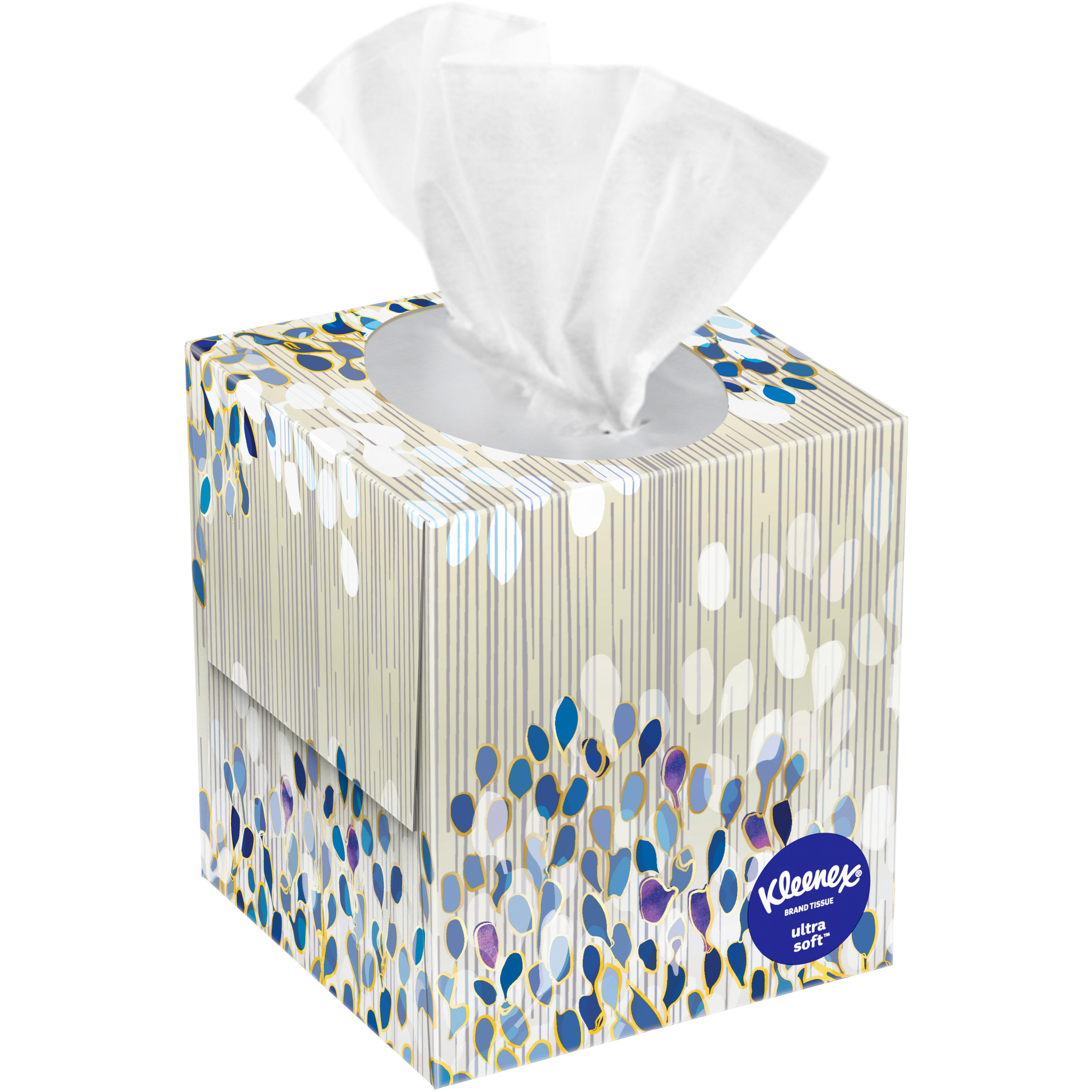 White Facial Tissues Purple Box