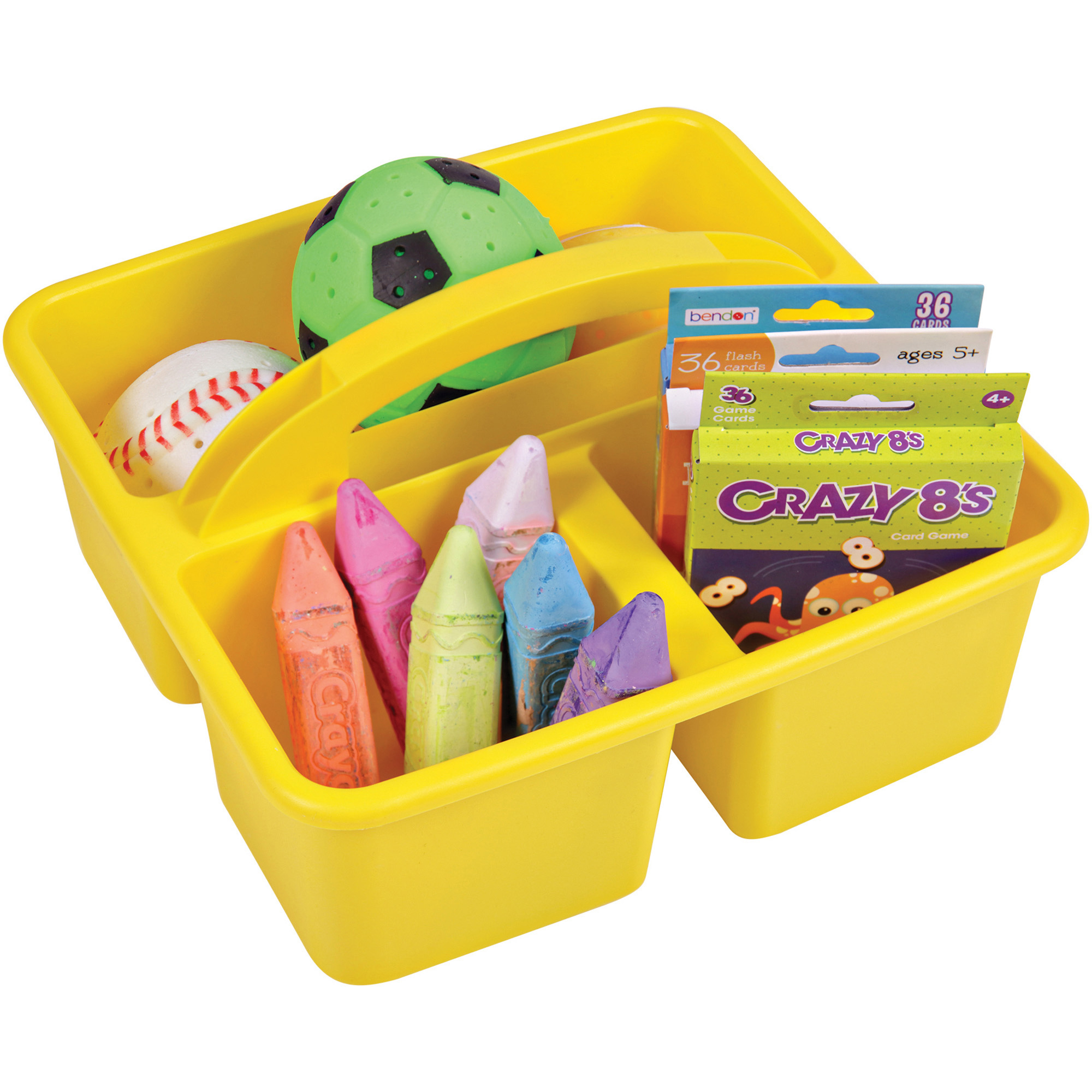 Deflecto Antimicrobial Kids Storage Caddy - 3 Compartment(s) - 5.3 Height  x 9.4 Width x 9.3 Depth - Antimicrobial, Lightweight, Portable, Mold  Resistant, Mildew Resistant, Durable, Washable, Stackable - Yellow -  Polypropylene 