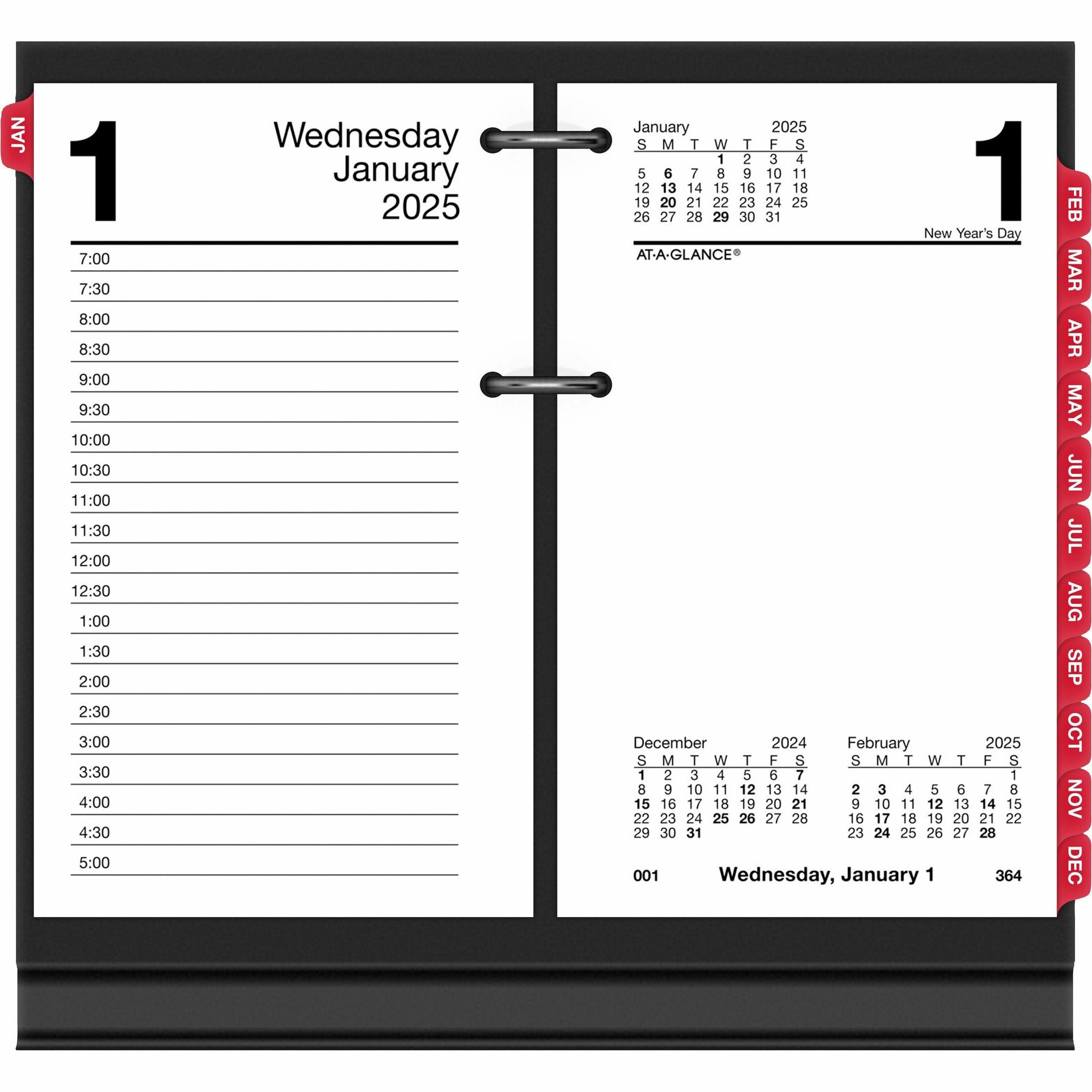 AtAGlance Daily Desk Calendar Refill with Tabs Julian Dates