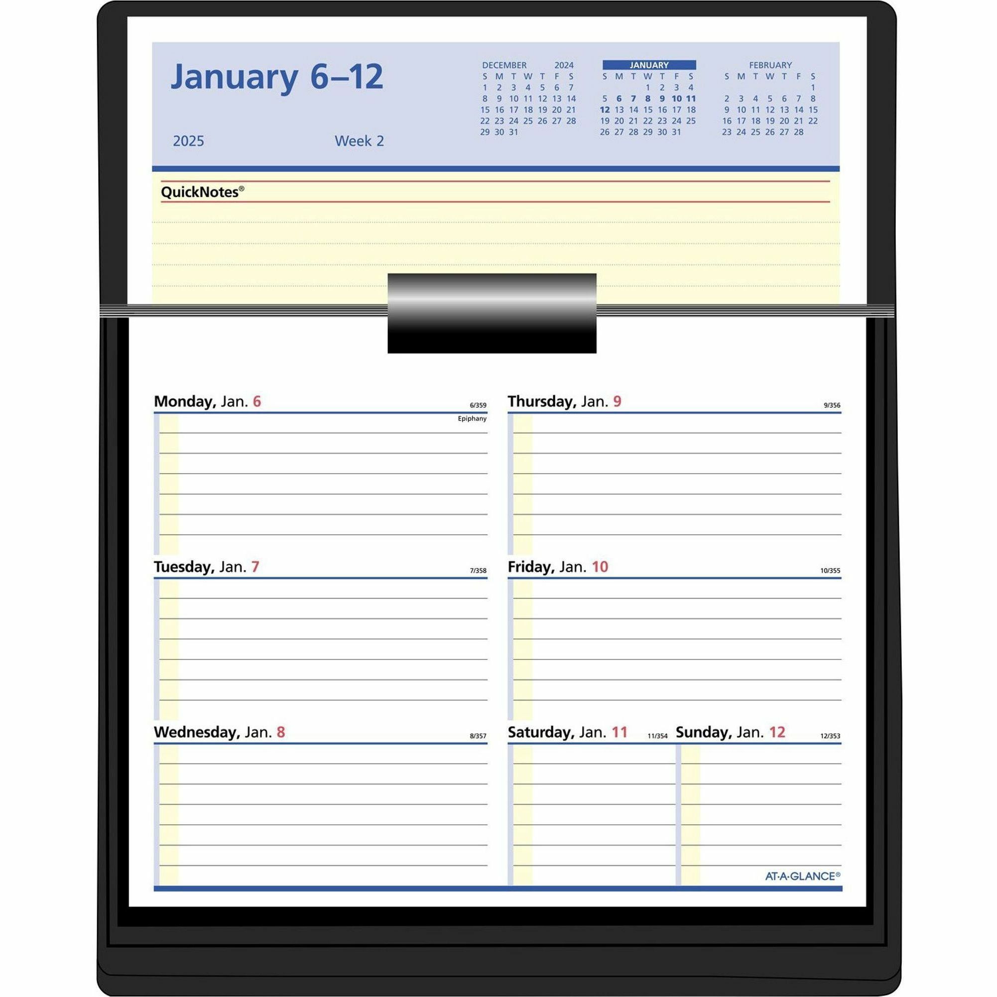 At-A-Glance Flip-A-Week Desk Calendar Refill - Weekly - 1 Year - January 2022 Till December 2022 - 1 Week Double Page Layout - 5 5/8" X 7" Sheet Size - Desktop - Yellow, Blue, Red - 1 Each - Direct Office Buys