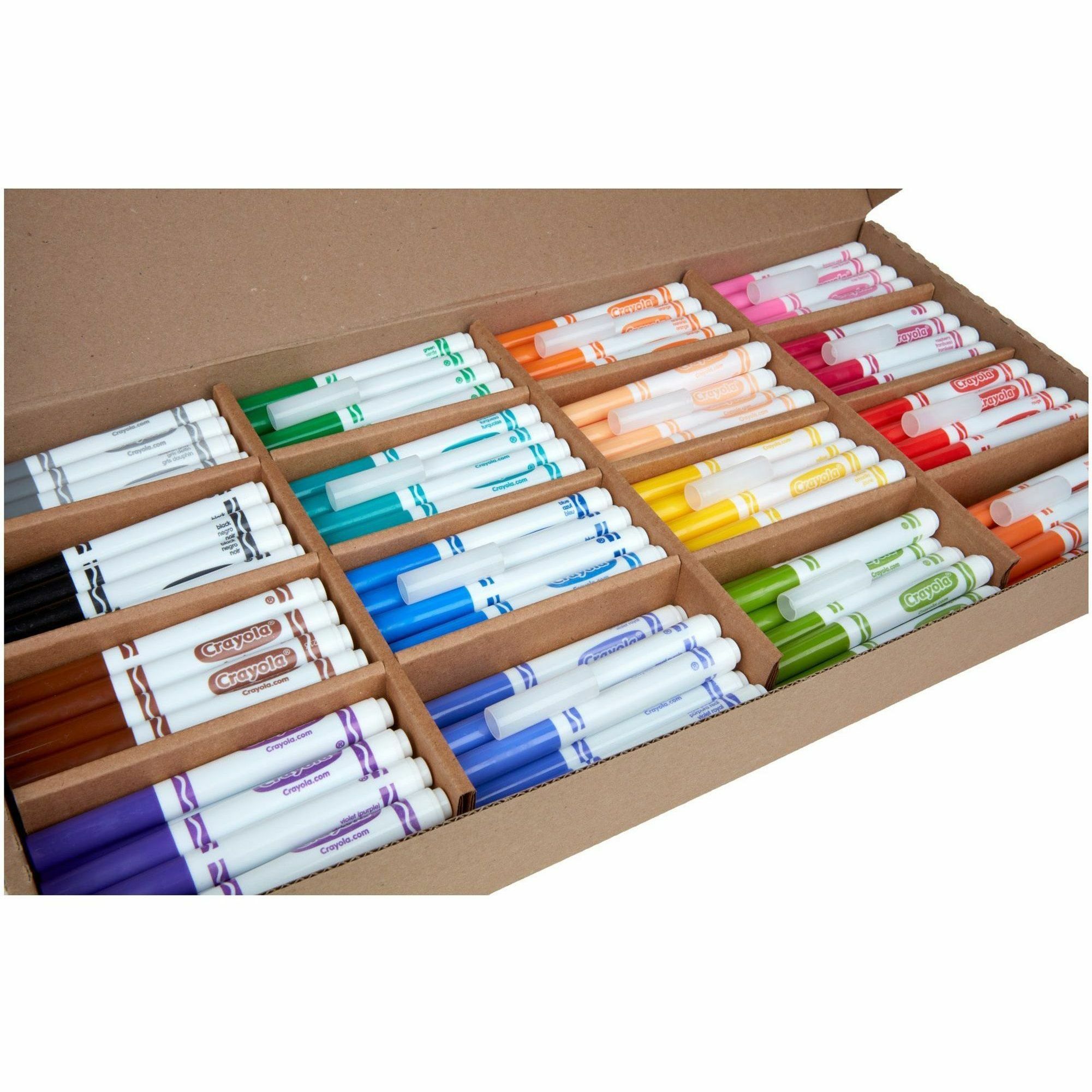  Crayola Non-Toxic Washable Marker And Large Crayon  Drawing Classroom Pack, Assorted Colors, 256 Pieces, Pack Of 256 :  Learning: Supplies