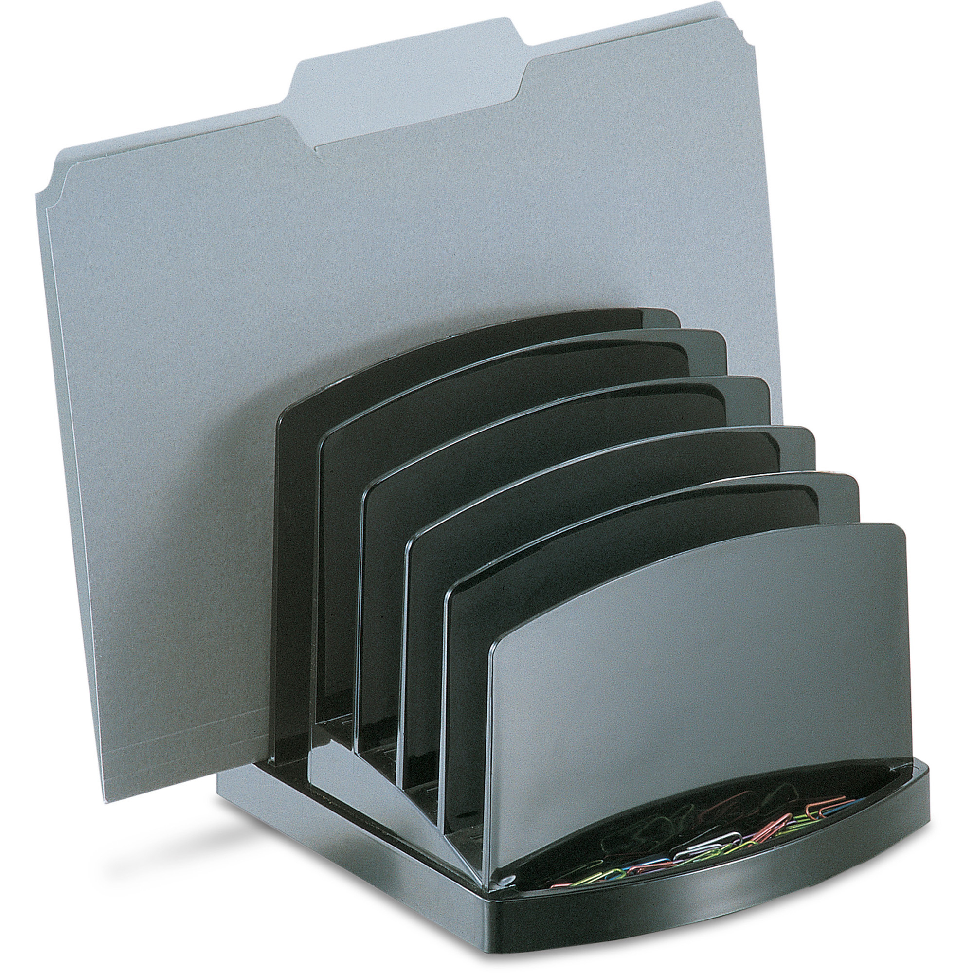 Officemate Incline Sorter, 6 Compartments, Black Plastic
