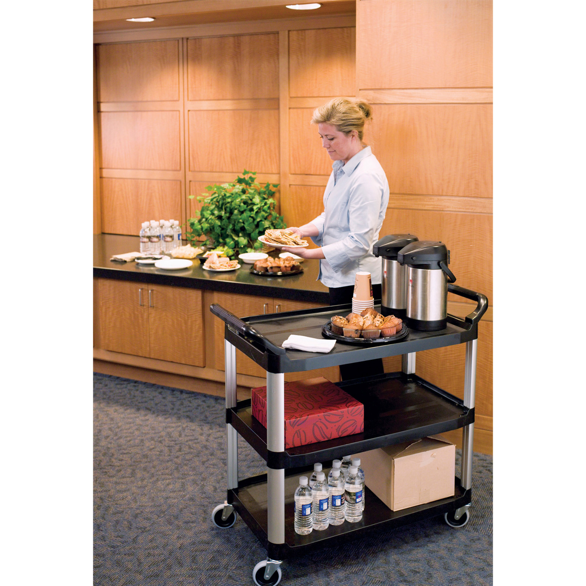 Rubbermaid Commercial 3-Shelf Mobile Utility Cart - Zerbee