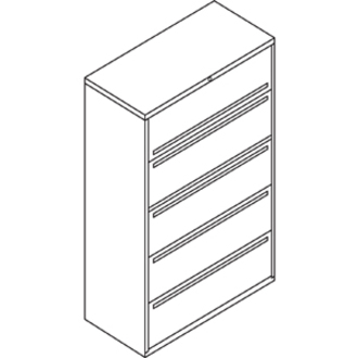 HON Brigade 700 Series 5-Drawer Lateral - 42" Width x 18" Depth x 64.3" Height - 2 x Shelf(ves) - 5 x Drawer(s) - A4, Legal, Letter - Lateral - Interlocking - Putty - Steel - Recycled