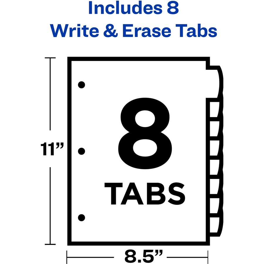 Avery&reg; Big Tab™ Write & Erase Plastic Dividers, 8 tabs, 1 set
