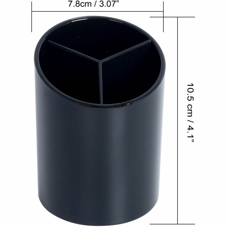 Business Source Large 3-Compartment Plastic Pencil Cup