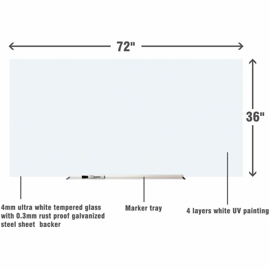 Lorell Magnetic Dry-Erase Glass Board