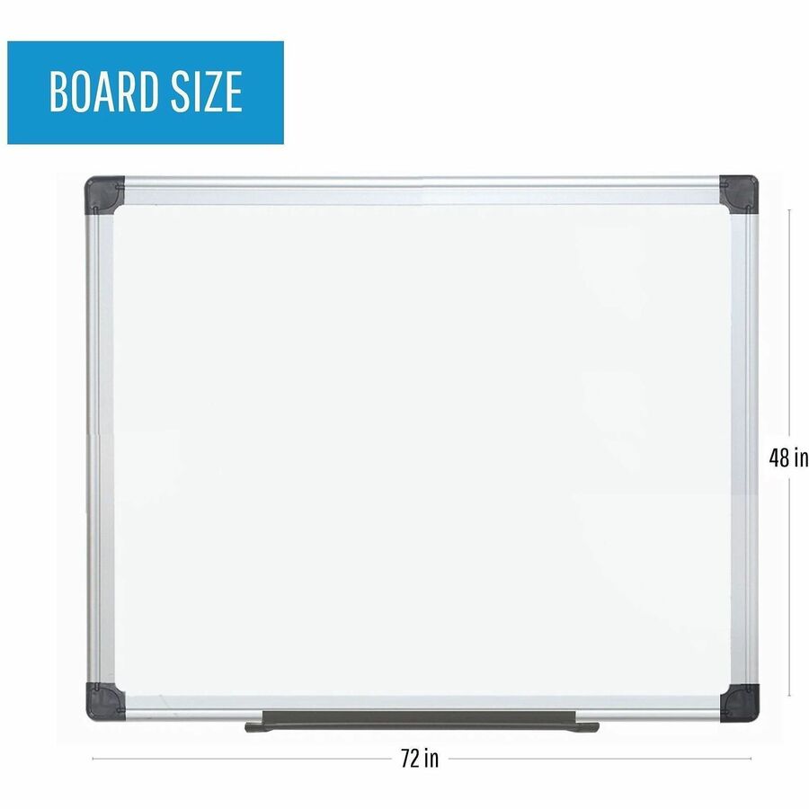 BVCMA2707170 - Dry-erase board features a lacquered steel, Gold Ultra surface to resist staining and maintain its bright appearance. Magnetic backing allows you to quickly secure items for display or attach your magnetic accessories (sold separately). Included mounting hardware works with the four-corner system to mount the board either vertically or horizontally for optimal placement. Pen tray ensures you always have your writing utensils within easy reach.