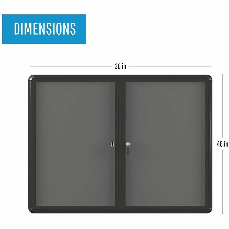 Picture of Bi-office Enclosed Fabric Bulletin Board With Aluminum Frame, 36" x 48" , Grey/Graphite
