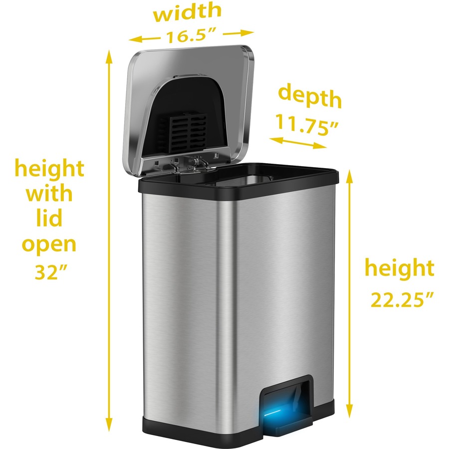 Deodorizer Stainless Steel 13 Gallon Motion Sensor Trash Can