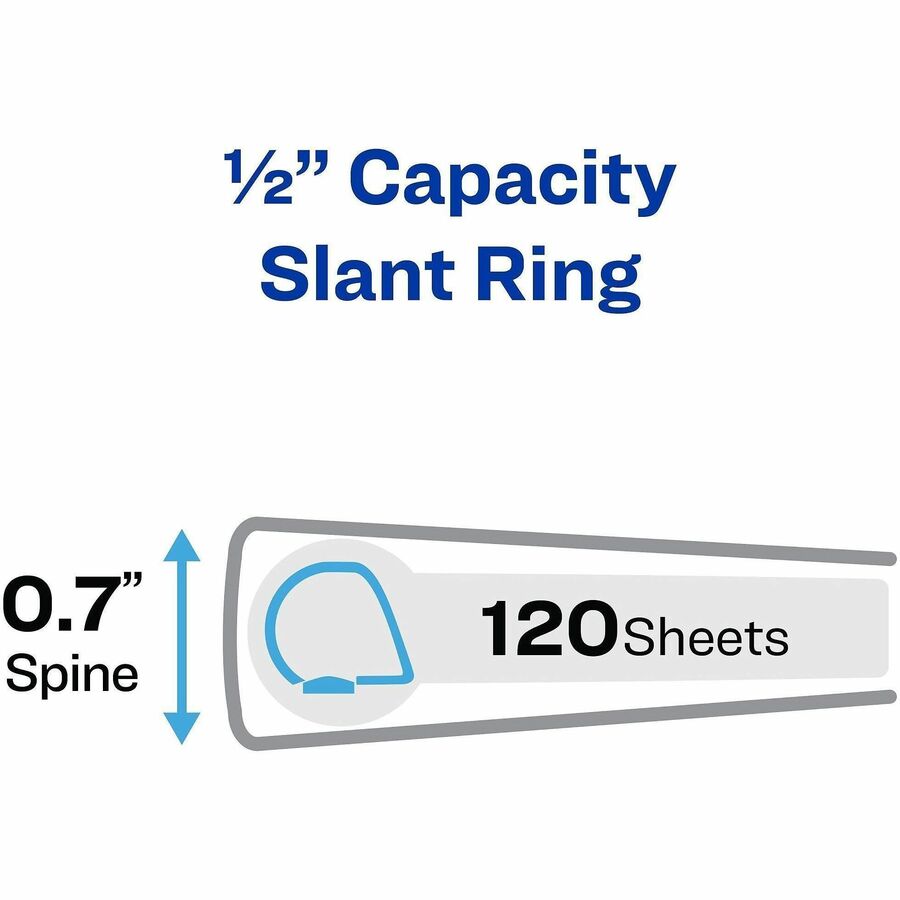 Picture of Avery&reg; Heavy-Duty View 3 Ring Binders, 0.5" One Touch Slant Rings, 4 White Binders (79709)