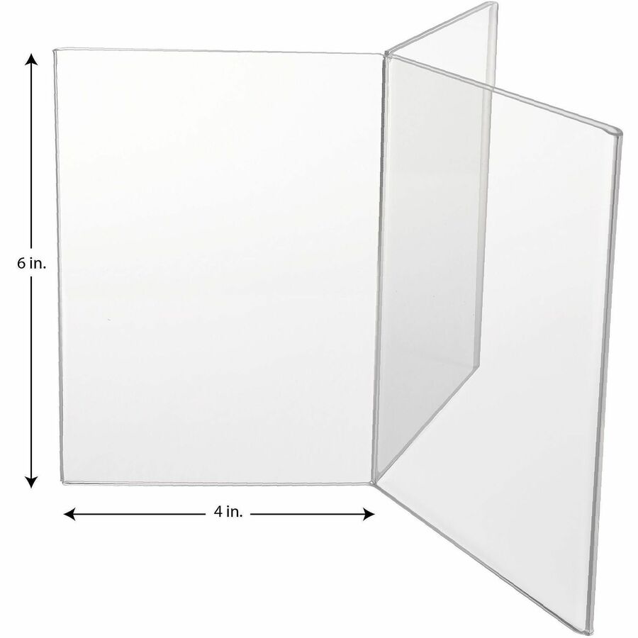 Image of Deflecto 6-Sided Sign/Menu Holder - Support 4" x 6" Media - Plastic, Polystyrene - Clear - 1 Each