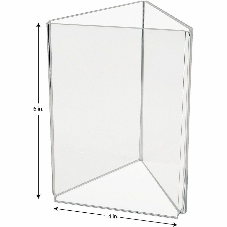 Image of Deflecto 3-Sided Sign/Menu Holder - Support 4" x 6" Media - Plastic, Polystyrene - Clear - 1 Each