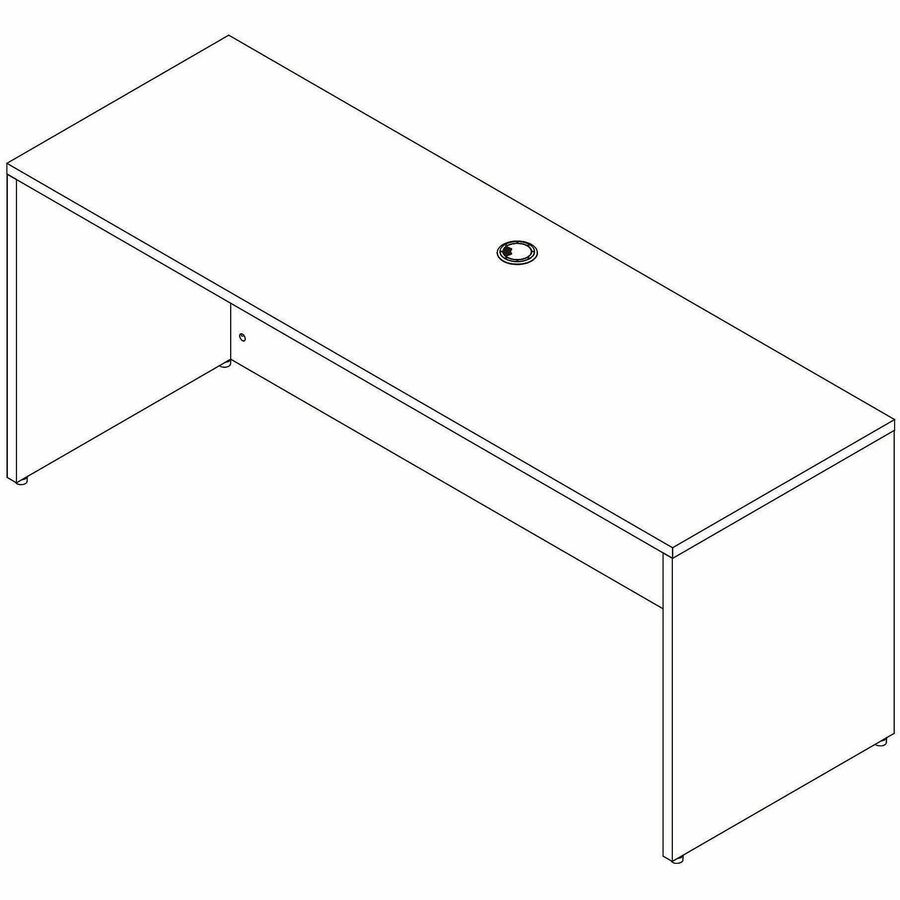 Lorell Essential Series Laminate Desking & Accessory - x 1" Thickness Table Top, 29.5" Height x 72" Width x 24" Depth Credenza Shell - Material: Laminate, Metal - Finish: Silver Brush, Modern Elm - Laminate, Modern Elm Table Top - Durable, Adjustable Feet