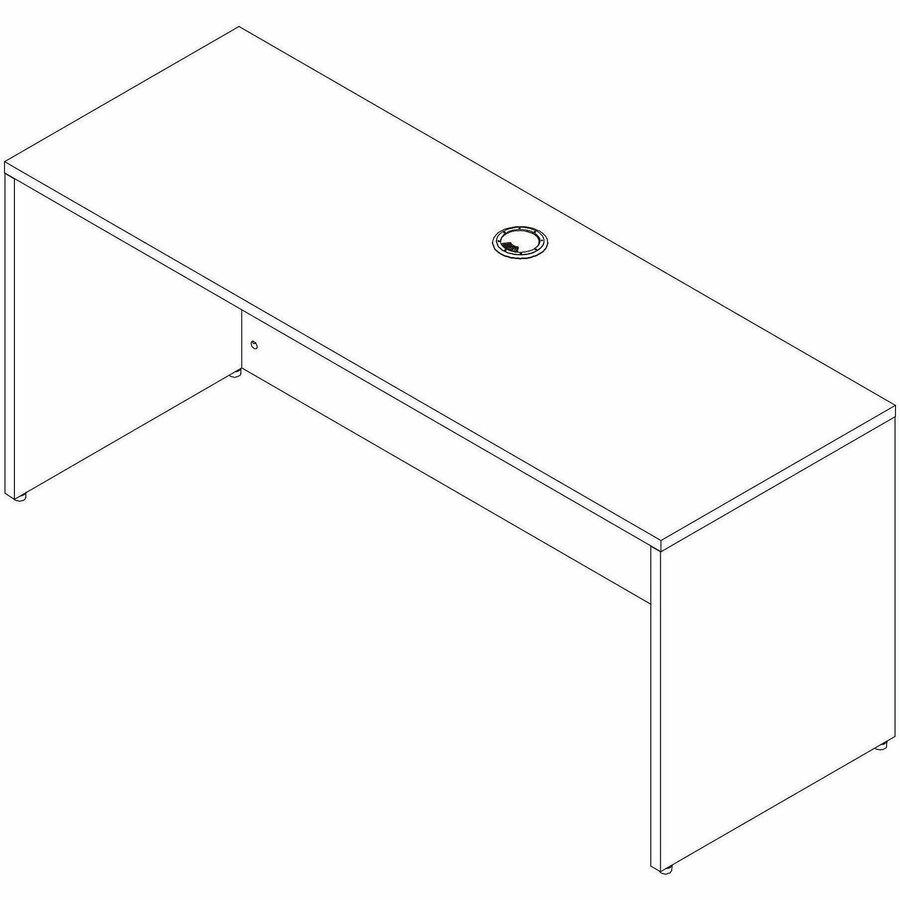 Lorell Essential Series Laminate Desking & Accessory - x 1" Thickness Table Top, 29.5" Height x 66" Width x 24" Depth Credenza Shell - Material: Laminate, Metal - Finish: Silver Brush, Modern Elm - Laminate, Modern Elm Table Top - Durable, Adjustable Feet