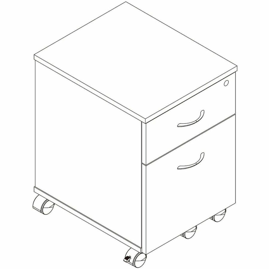 Lorell Essential Series Laminate Desking & Accessory - 22.9" Height x 15.7" Width x 19.9" Depth - Total Drawer(s): 2 - Material: Laminate - Finish: Modern Elm, Laminate - Versatile, Dual Wheel Caster, Mobility, Adjustable Feet, Locking Casters - For Offic