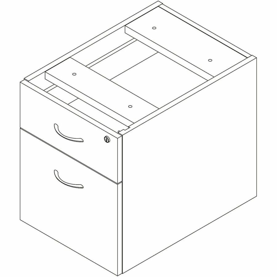 Lorell Essential Series Laminate Desking & Accessory - 21" Height x 16" Width x 22" Depth Pedestal - Total Drawer(s): 2 - Material: Laminate, Metal, Steel - Finish: Modern Elm, Laminate - Drawer Extension, Durable, Cam Lock - For Desk, File, Credenza - 1 
