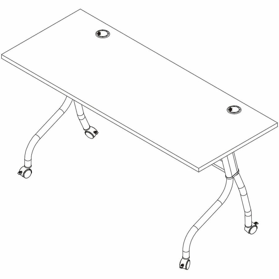 Lorell Modern Elm/Black Flip-Up Training Tables - Melamine Top - Black Four Leg Base - 4 Legs - 60" Table Top Width x 23.60" Table Top Depth - 29.50" Height - Training - Assembly Required - Modern Elm - Nylon - Melamine Top Material - Metal Base Material 