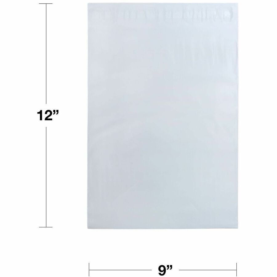 Lindenmeyr Explorer Poly Self-Seal Mailers - Mailing/Shipping - #2 - 9" Width x 12" Length - Self-sealing - White - Polyethylene - 1000 / Carton - Kennedy Office