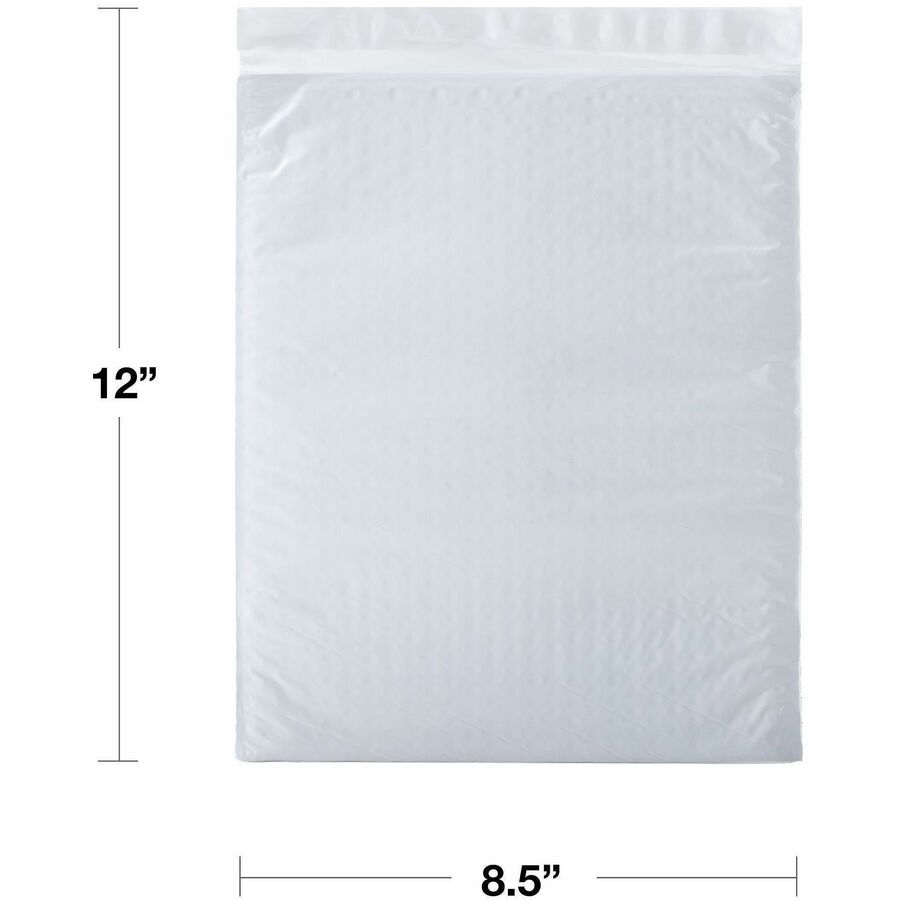 Lindenmeyr Explorer Poly Self-Seal Bubble Mailers - Bubble/Shipping - #2 - 8 1/2" Width x 12" Length - Self-sealing - White - Polyethylene - 100 / Carton - Kennedy Office