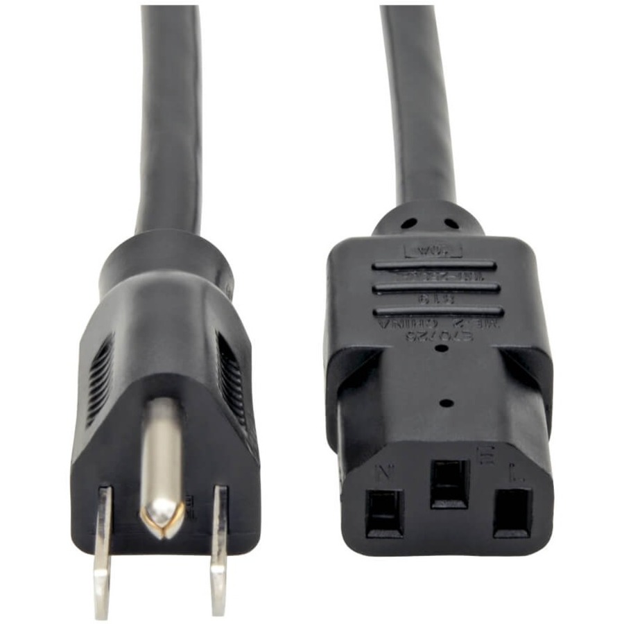 Desktop Computer Power Cable, Nema 5-15p to C13 - 10a, 125v, 18 Awg, 12 Ft. (3.66 M), Black