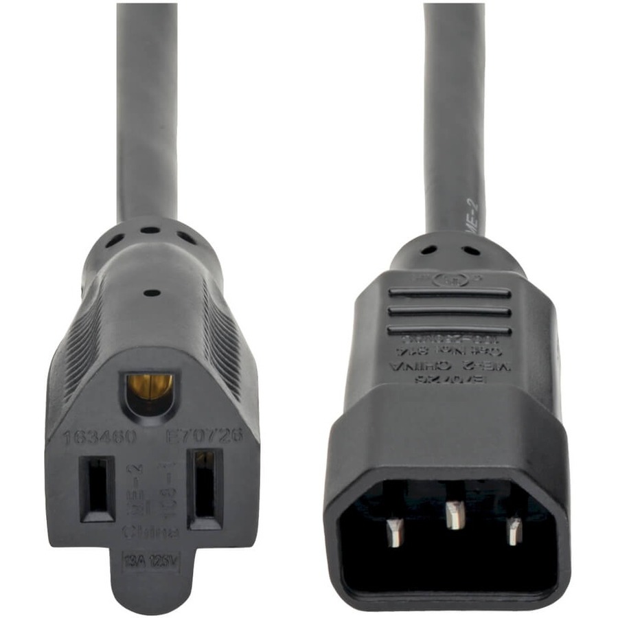 Nema 5-15r to C14 Computer AC Power Cable - 13a, 125v, 16 Awg, 2 Ft. (0.61 M), Black