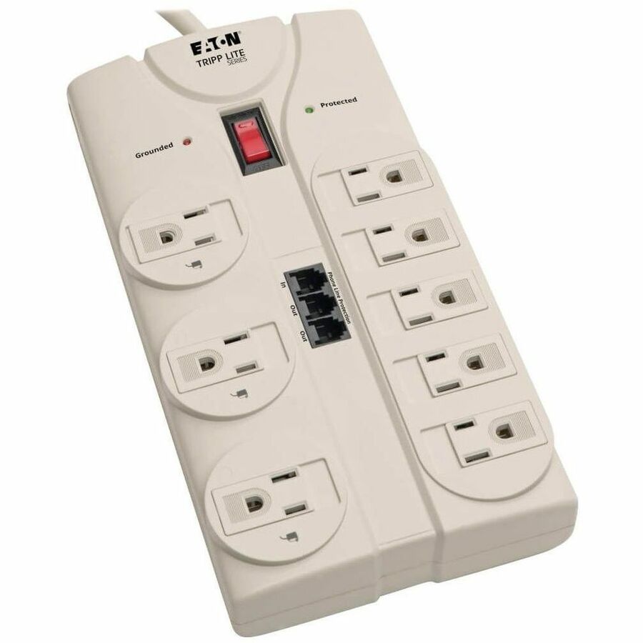 Protect It! 8-Outlet Computer Surge Protector, 8 Ft. (2.43 M) Cord, 2160  Joules, Tel/Modem/Fax Protection