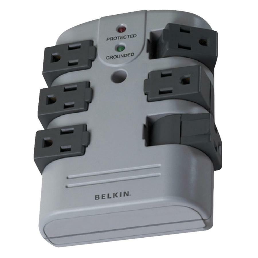 Belkin Pivot-Plug Surge Protector - 6 Rotating Outlets, Wall Mount, 1080 Joule (BP106000)