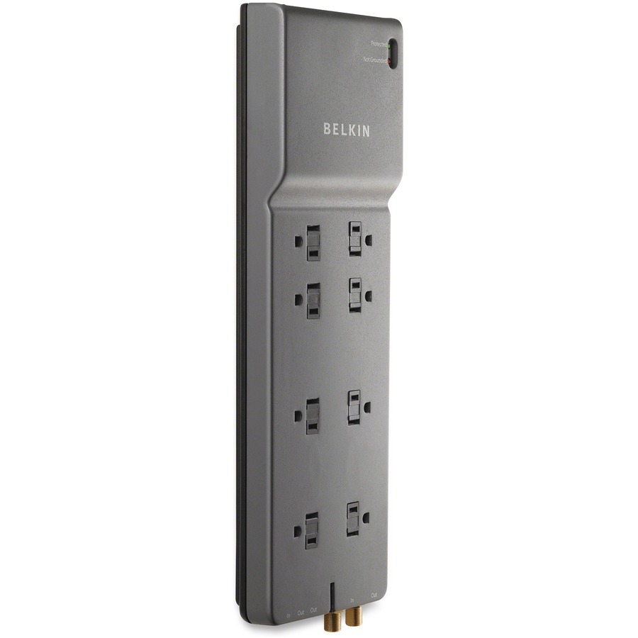 8OUTLET HOME/OFFICE SURGE PROTR MULTI 3 W/TELEPHONE LINE 12FT CORD