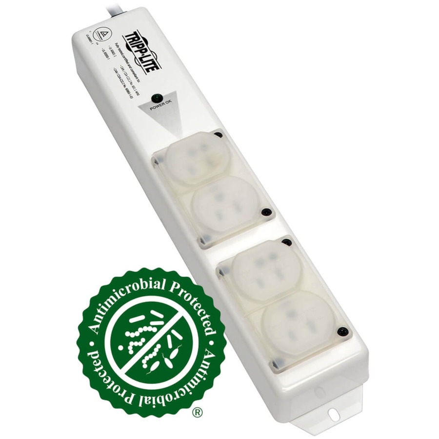 Safe-It Ul 60601-1 Medical-Grade Power Strip for Patient-Care Vicinity, 4 15a Hospital-Grade Outlets, Safety Covers, 15 Ft. Cord