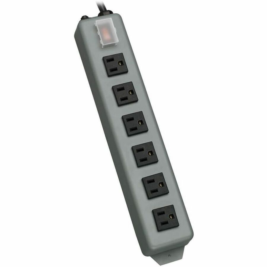Industrial Power Strip, 6 Right-Angle Outlets, 15 Ft. (4.6 M) Cord, Mounting Tabs