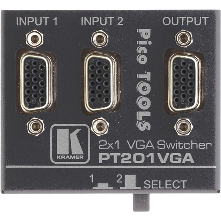 THE HIGH QUALITY PT-201VGA 2X1 VGA SWITCHER IS A MICRO-SIZED MECHANICAL SWITCHER