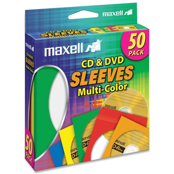Maxell 50 pk CD & DVD Multi-Color Paper Sleeve (CD-401)