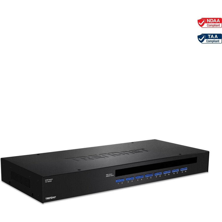 TRENDnet (TK-1603R) 16-Port USB/PS/2 Rack Mount KVM Switch - 16 x 1 - 16 x HD-15 Keyboard/Mouse/Video - 1U