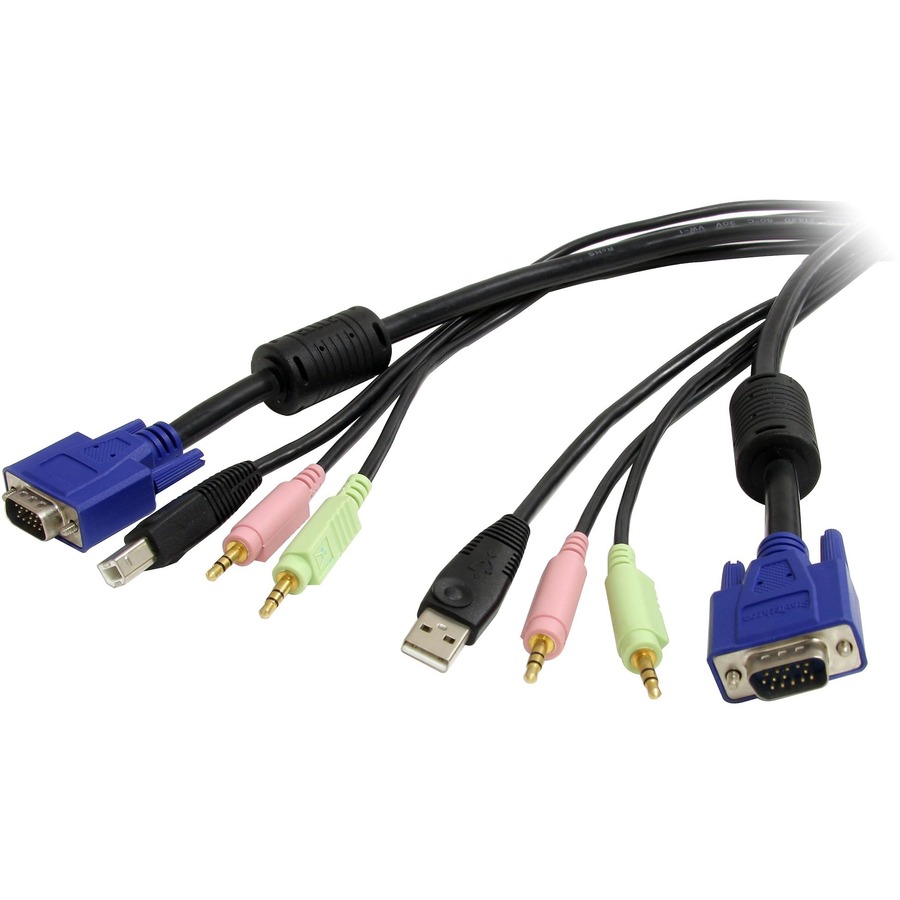 StarTech (USBVGA4N1A6) - Câble commutateur KVM VGA avec USB, audio et microphone - 6 pi