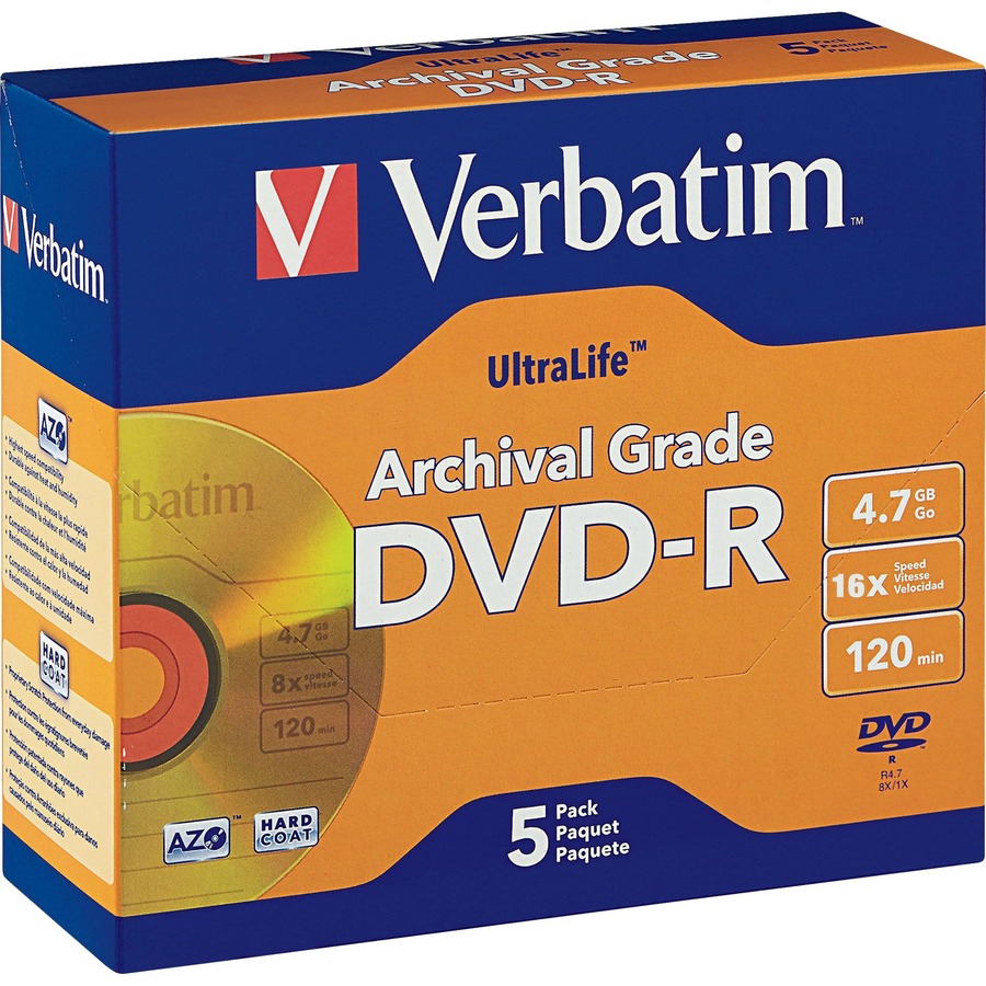 5pk Dvd-R 8x Ultralife Gold Jewel Case