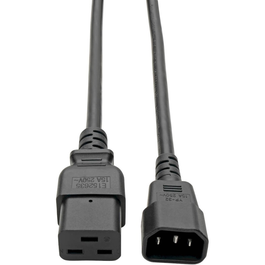 Power Cord, C19 to C14 - Heavy-Duty, 15a, 250v, 14 Awg, 10 Ft. (3.05 M),  Black