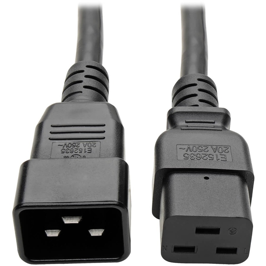 Power Extension Cord, C19 to C20 - Heavy-Duty, 20a, 250v, 12 Awg, 6 Ft. (1.83 M), Black