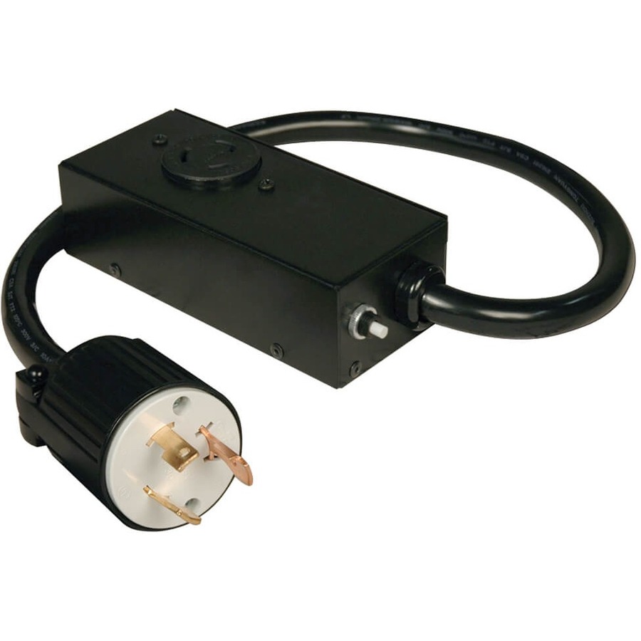 Power Extension Cord, Nema L5-30p to Nema L5-20r Extension Cord with Breaker - 20a, 120v, 10 Awg, 2 Ft. (0.61 M), Black