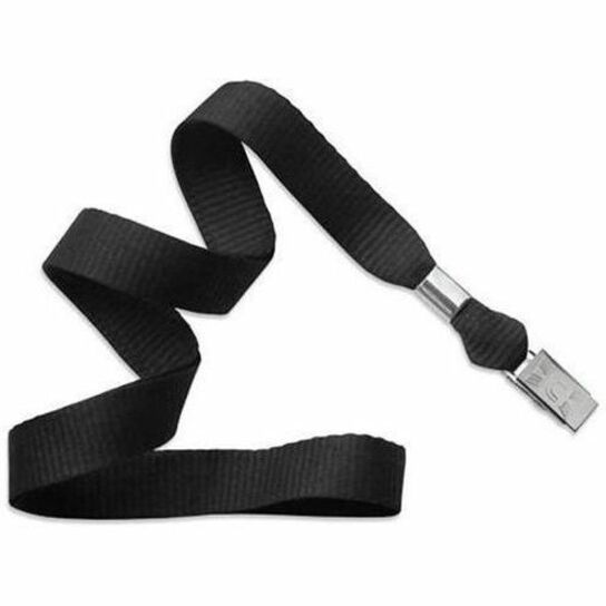 BLACK, 5/8IN FLAT WOVEN NYLON LANYARD W/