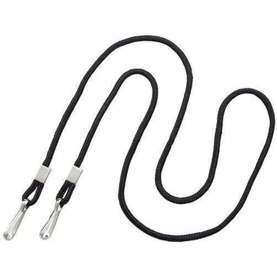 BLACK, ROUND WOVEN NYLN LANYARD W/2 NICK