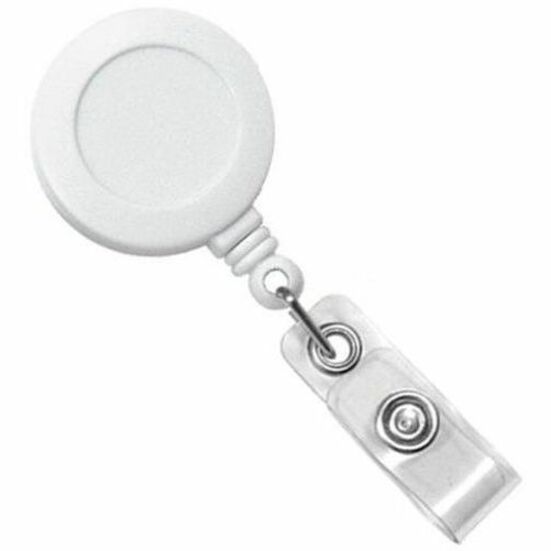 BADGE REEL PLASTIC WHITE 1 1/4IN CLEAR
