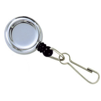 KEY REEL WITH SPRING CLIP, CHROME FINISH