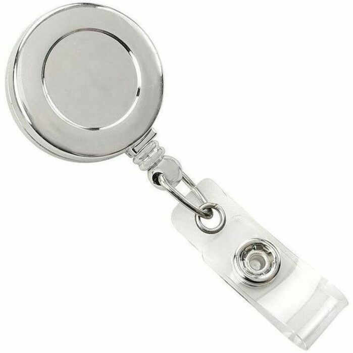 BADGE REEL, CHROME ROUND SPRING CLIP RE