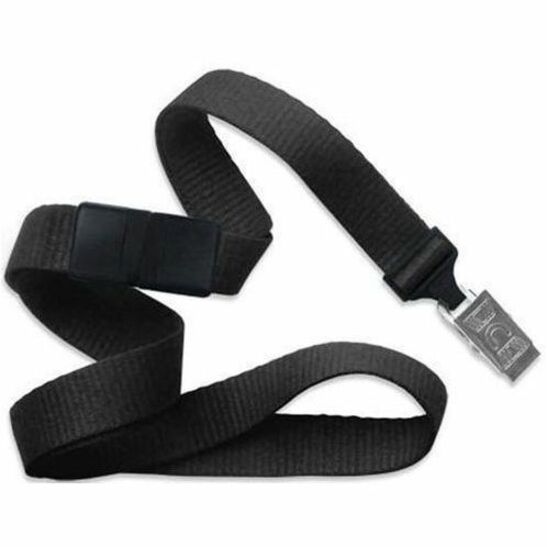BLACK 0.625 IN B/A WOVEN NYLON LANYARD W/NPS B/D CLIP