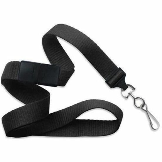BLACK 0.625 IN B/A WOVEN NYLON LANYARD W/NPS SWIVEL HOOKS