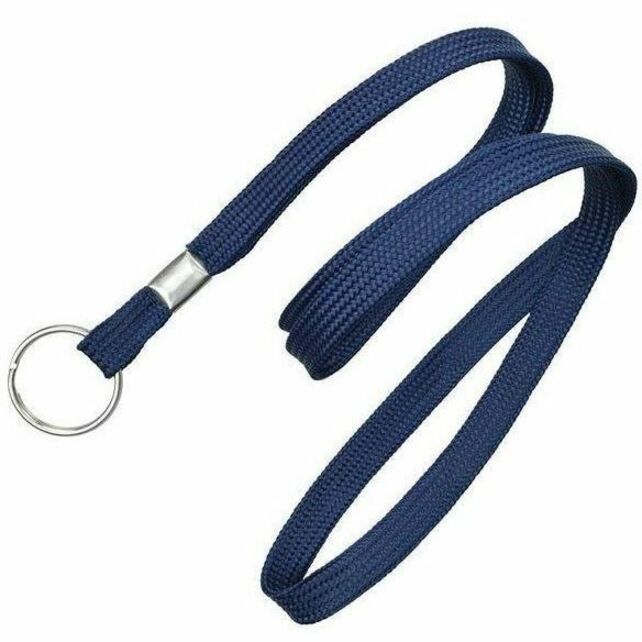 NAVY 3/8IN BLUE, FLAT WOVEN NYLON LANYAR